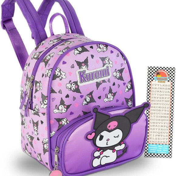 Mini Backpack Faux Leather 10in Kuromi Bundle with Bookmark for Women main image 7